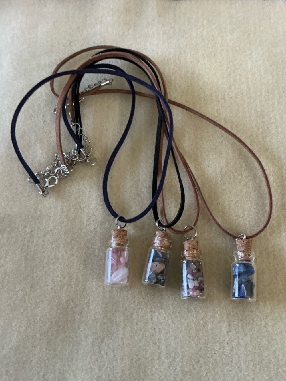 Set of 4 Handmade crystal chip Pendant Necklaces, NWOT